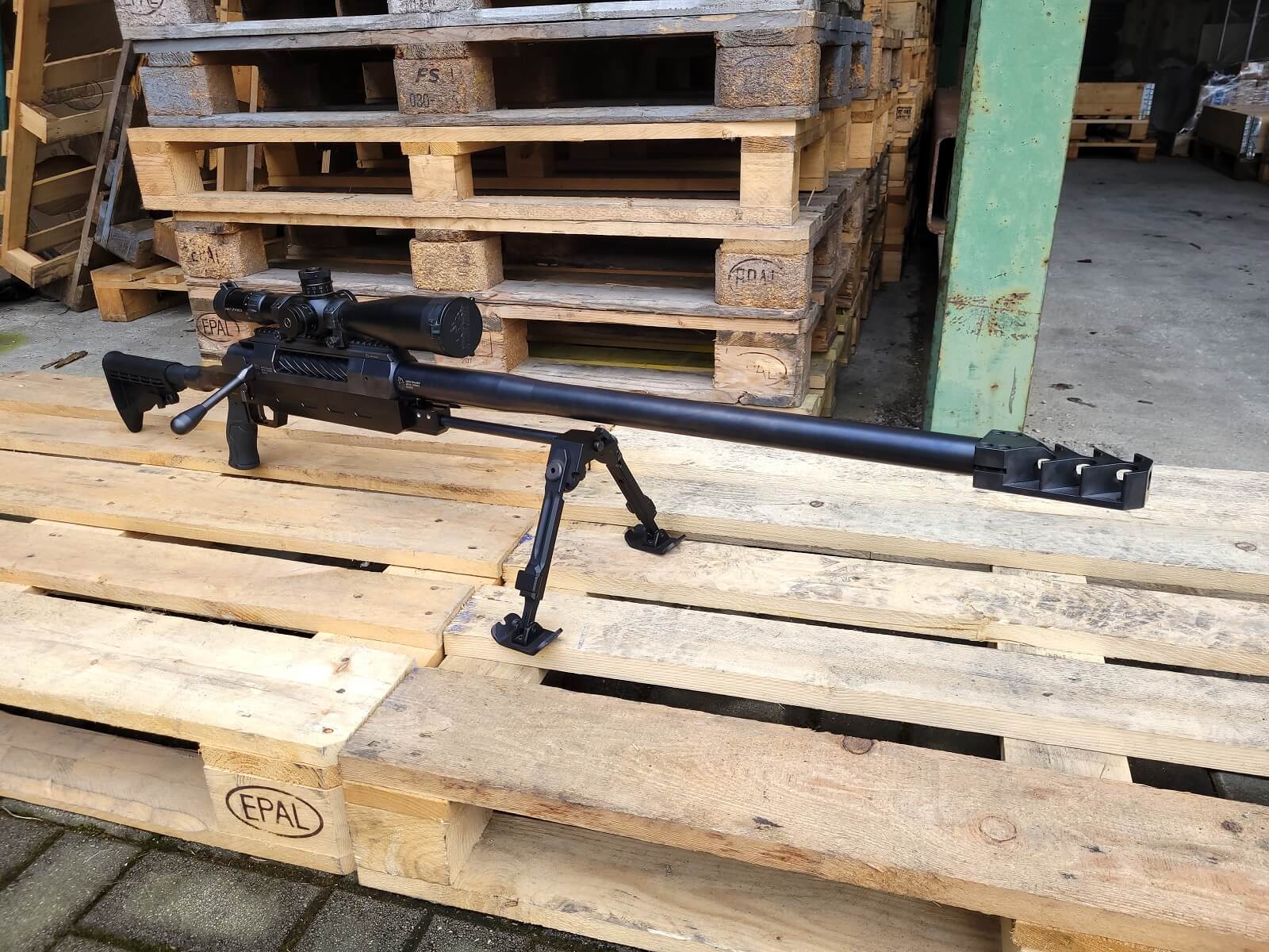 MP50 single shot (rear AR15 stock, with light front stock, muzzle break)