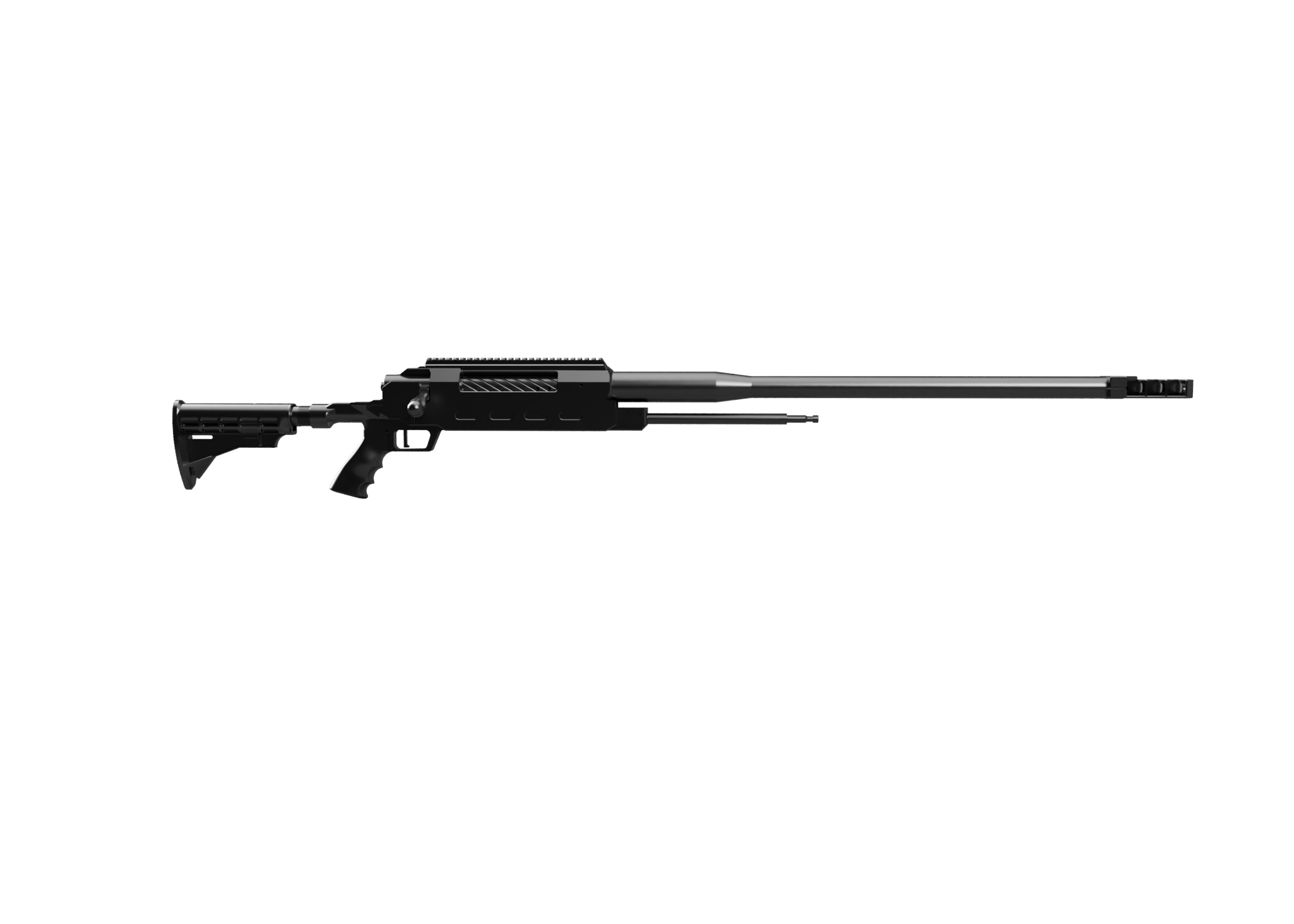 MP50 SS Single Shot + options  (rear AR15 stock, with light front stock, muzzle break)